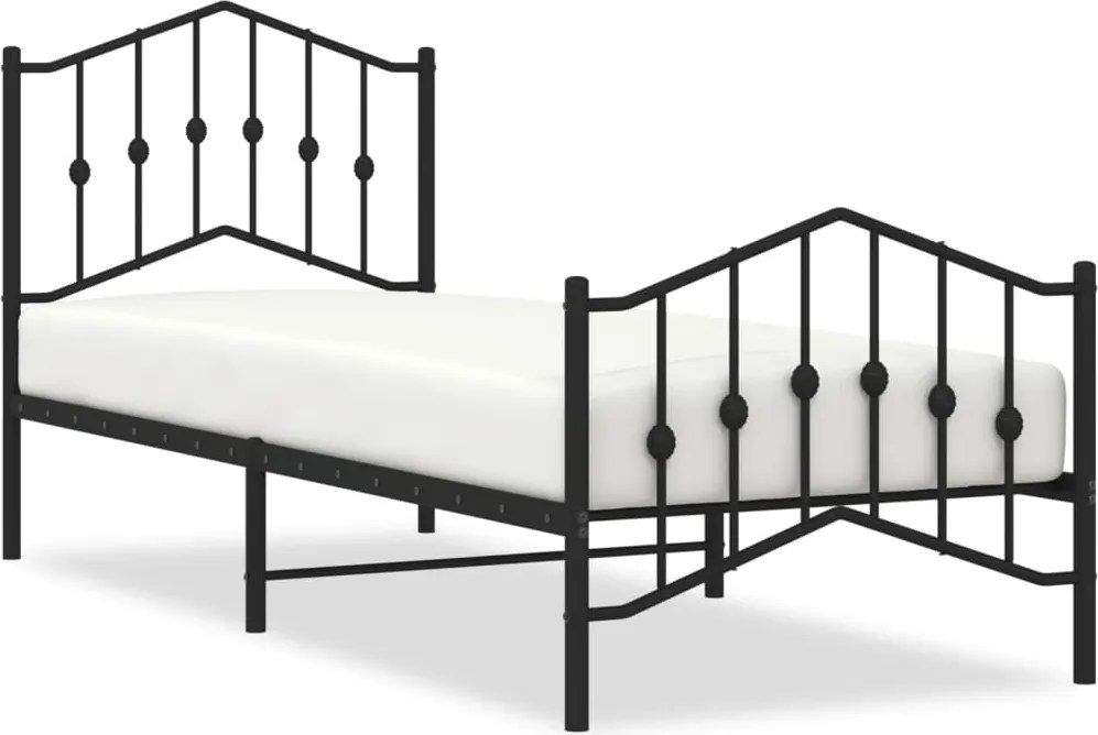 vidaXL fekete fém ágykeret fej- és lábtámlával 80 x 200 cm