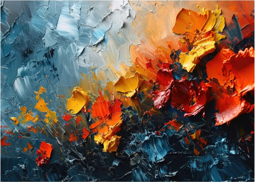 Üveg kép - Virágok absztrakt festménye III. (70x50 cm)