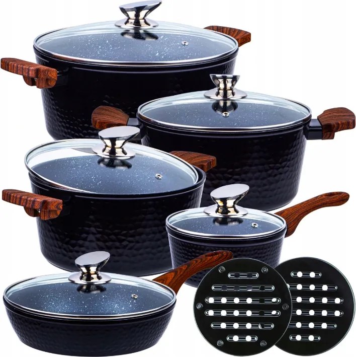 Fekete Edénykészlet Non-stick 12 El. EdenBerg Premium