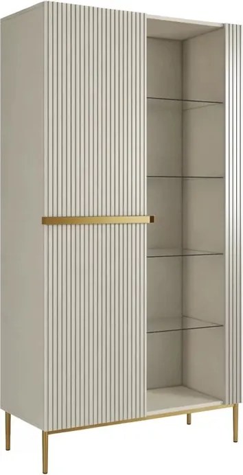 Nicole bordázott frontos vitrin 100 cm - kasmír / arany lábak