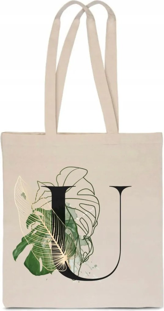 Öko Táska Pamut ekrü U Betűvel Monogram Kaptár Ursula TT_348_e