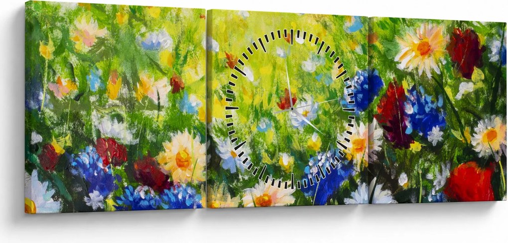 Vadvirágok képe (órával) (90x30 cm)