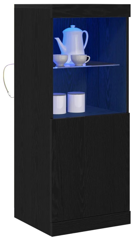 LED világítással rendelkező feketefenyő kis szekrény 41x37x100 cm