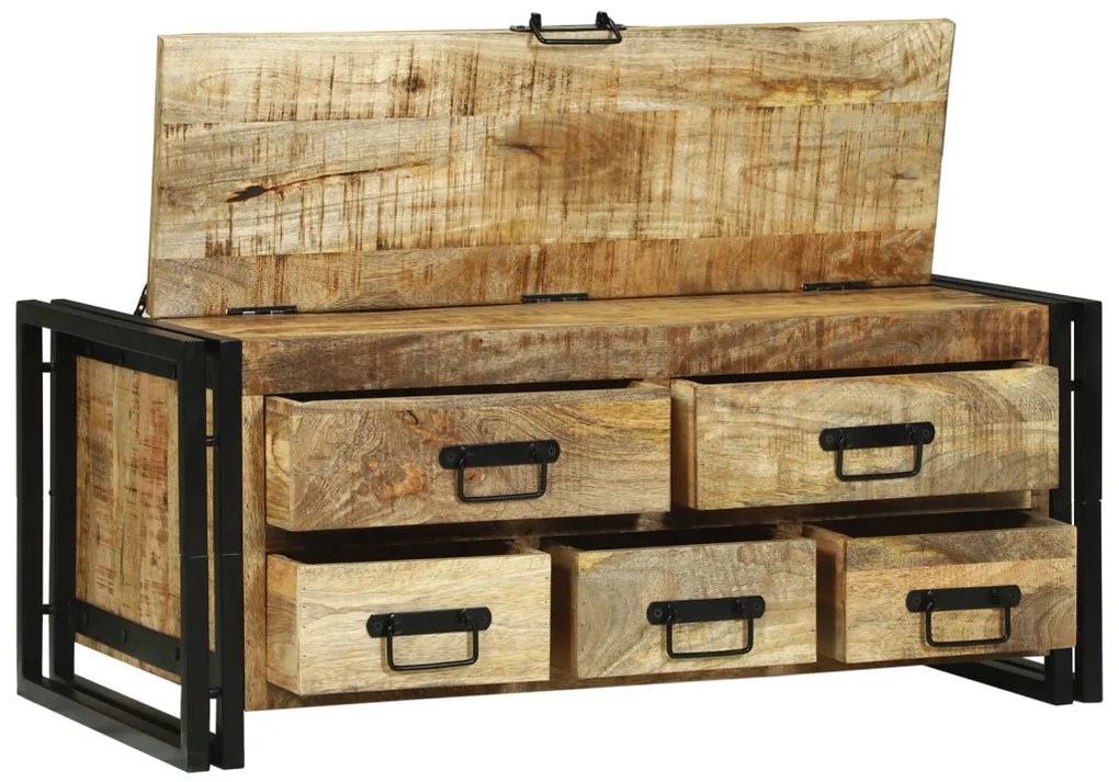 Kávézóasztal 90x50x38 cm Tömör Durva Mangóból