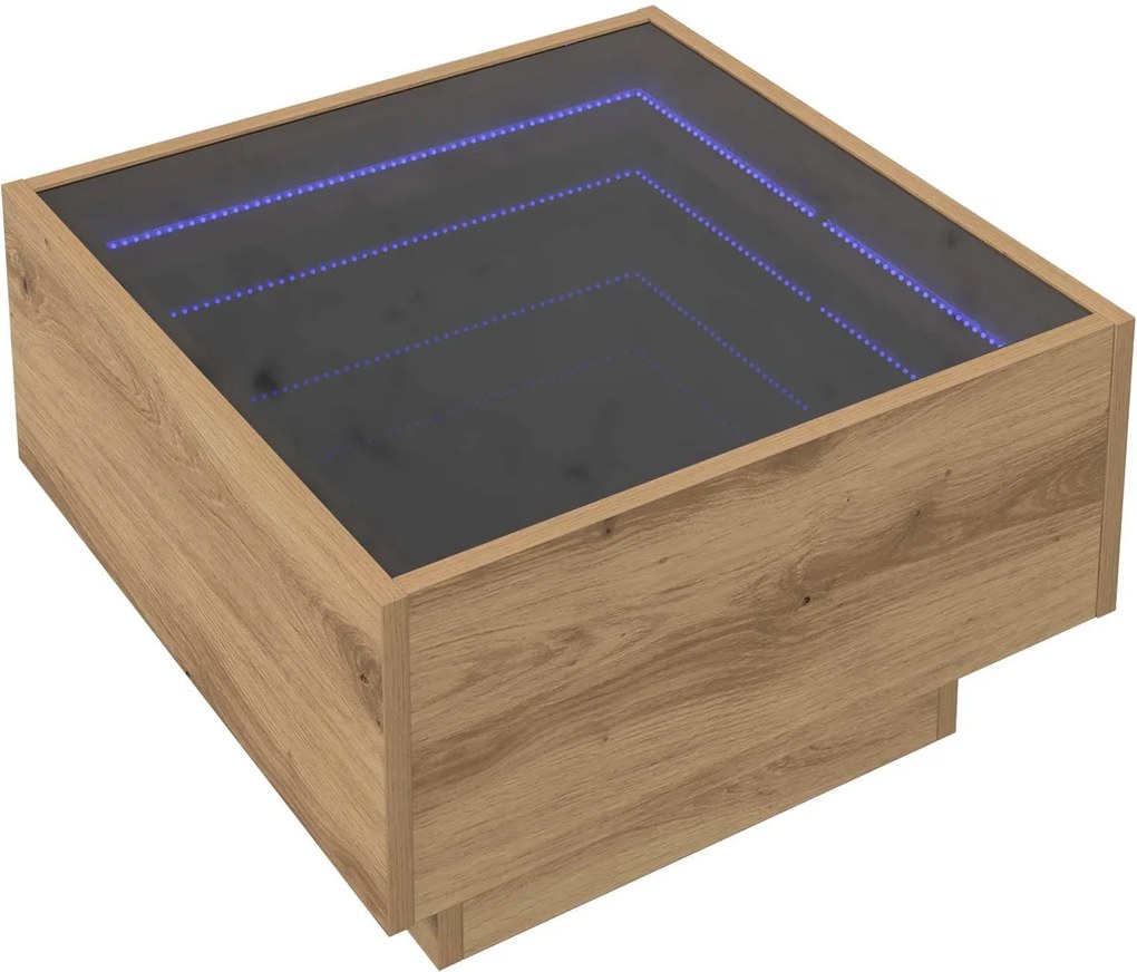 vidaXL Dohányzóasztal kézműves tölgy 50 x 50 x 30 cm Faanyag