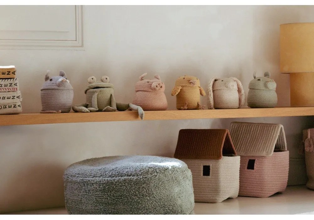 Világosszürke textil játéktároló kosár ø 15x15 cm Mini Henry the Hippo – Lorena Canals