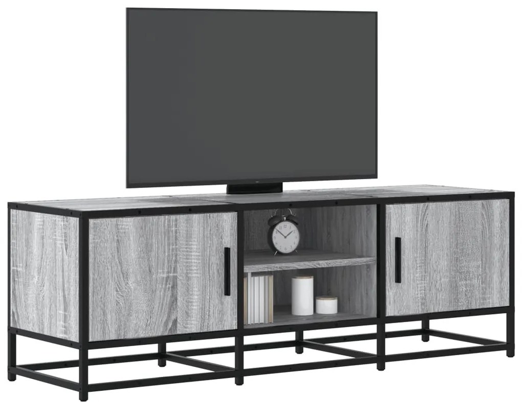 szürke sonoma színű szerelt fa és fém TV-szekrény 120x35x41 cm