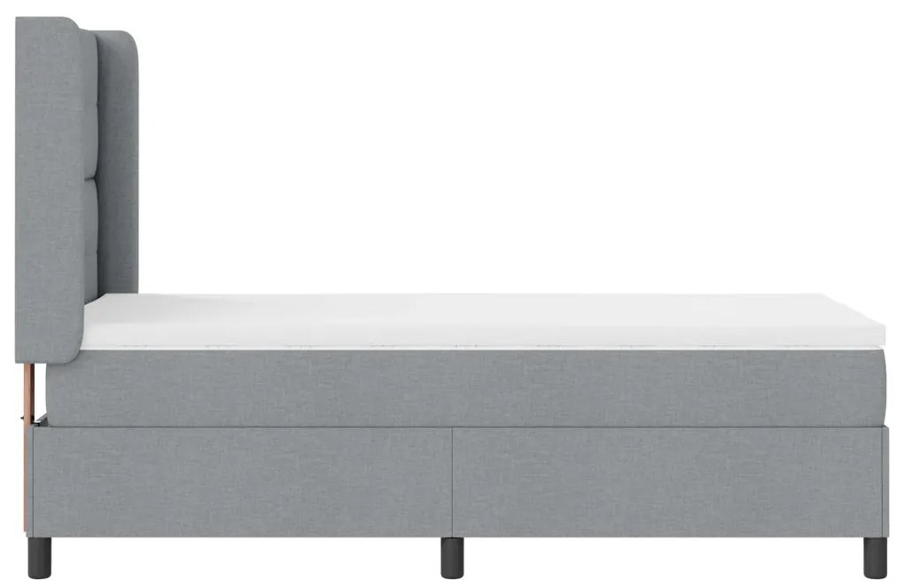 Boxspring Ágy Matrac Nélkül, Világosszürke, 90x190 cm, Szövet