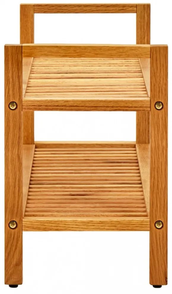 tömör tölgyfa cipőtartó 2 polccal 100 x 27 x 40 cm