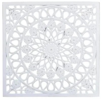 ARABIAN fa fali dekoráció antikolt fehér Mandala 40x1,5x40 cm