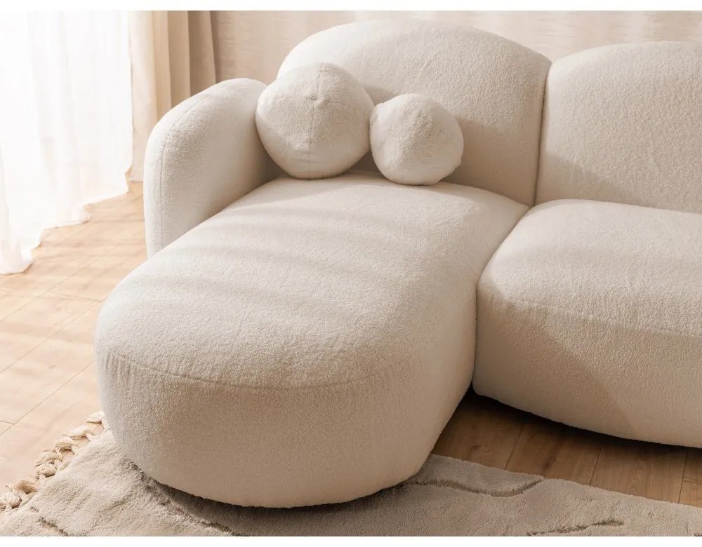 Világosbarna buklé (U alakú) sarokkanapé Orbit – Ropez