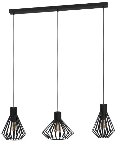 Eglo 390125 - Csillár zsinóron BASIDANO 3xE27/40W/230V fekete