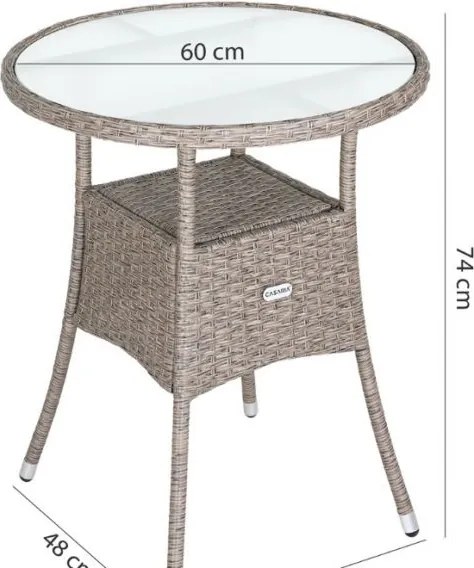 Casaria® Rattan asztal - krémszínű
