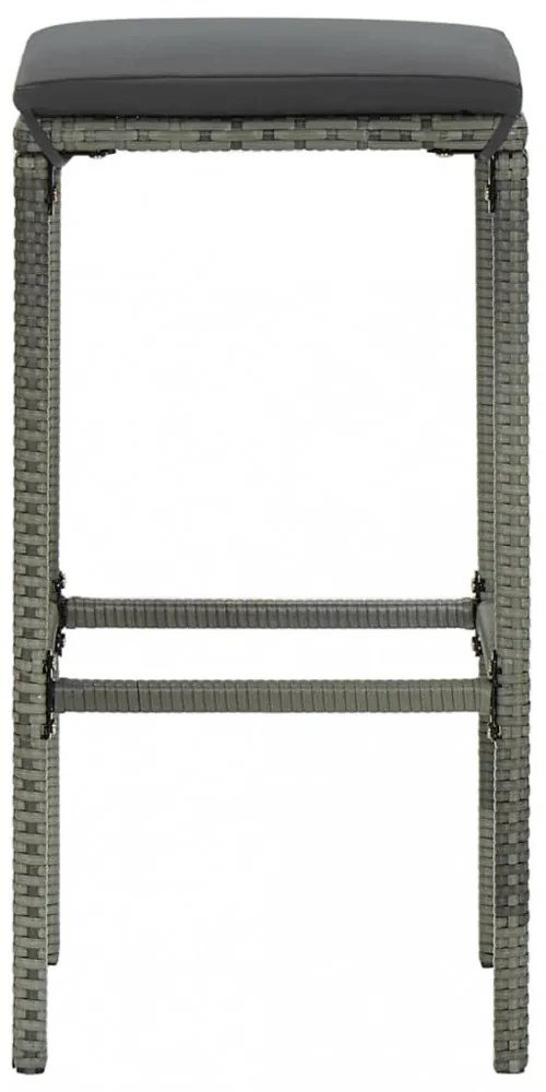 9 részes szürke polyrattan kerti bárszett párnákkal