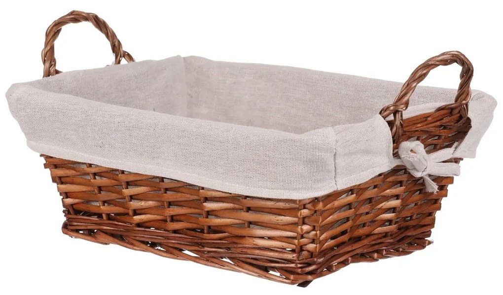 Fonott kosár, szövet barna színű, 35 x 25 x 13 cm