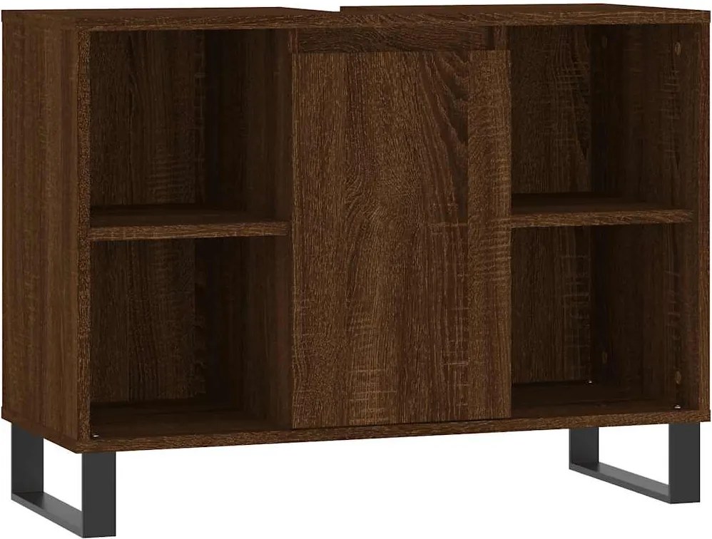 vidaXL barna tölgyszínű szerelt fa mosdószekrény 80 x 33 x 60 cm