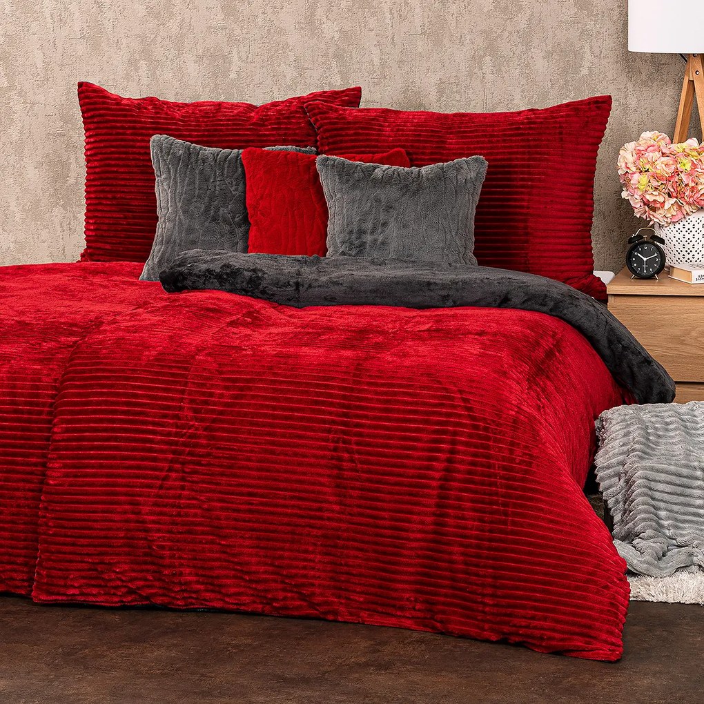 4Home Stripe mikroflanel ágyneműhuzatbordó, 140 x 200 cm, 70 x 90 cm