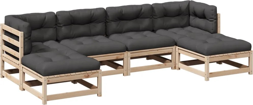 vidaXL 6 részes tömör fenyőfa kerti ülőgarnitúra párnákkal