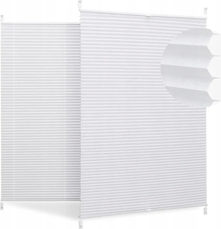 Pliszírozott Sötétítő Roló Fehér Redőny 90 x 130 CM