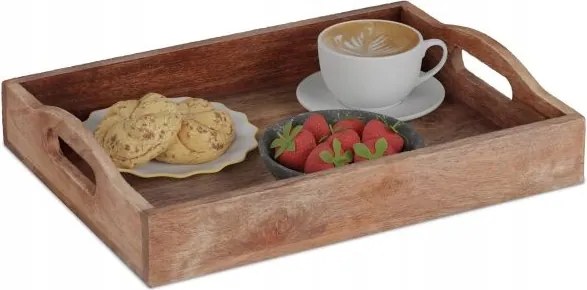 Téglalap alakú tálca mangófa fogantyúval D53