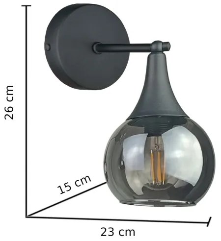 Fali lámpa STAR 1xE27/60W/230V fekete/füstös fekete