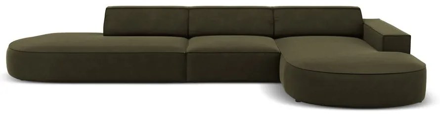 Zöld bársony sarokkanapé (jobb oldali) Jodie - Micadoni Home
