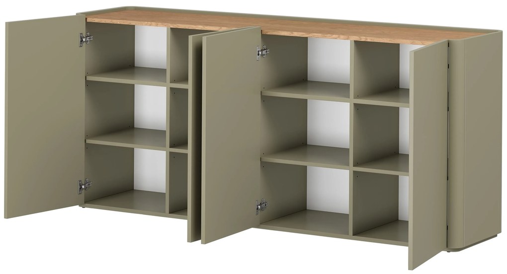 Elivo négyajtós komód 200 cm - eukaliptusz / baltic dune tölgy