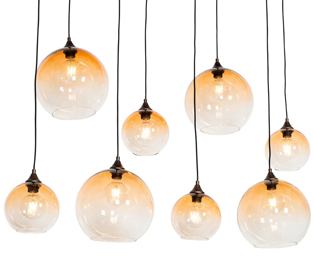 Art Deco lógólámpa sötét bronz színű borostyánüveggel 8 lámpás - Sandra