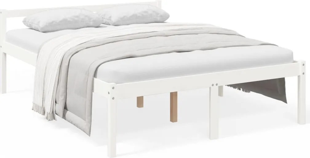 vidaXL King Size fehér tömör fenyőfa ágy időseknek 150 x 200 cm