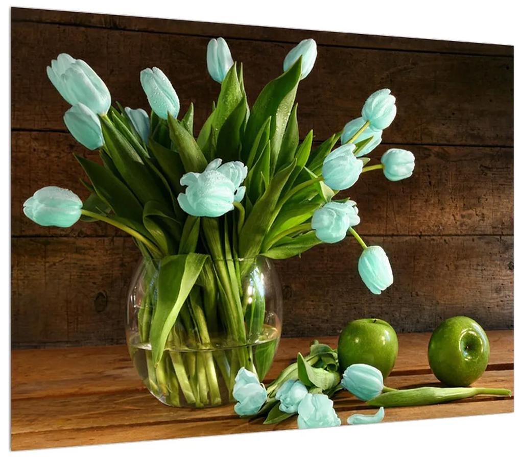 Kék tulipánok a vázában (70x50 cm)