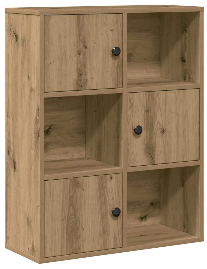 kézműves tölgy színű szerelt fa könyvespolc 60x24x76,5 cm