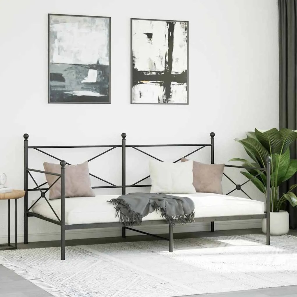 kanapéágy matrac nélkül fekete 100x200 cm acél