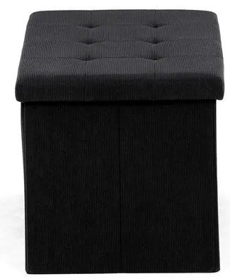 Fekete kordbársony Tárolós Puff. TAB-472 BK6