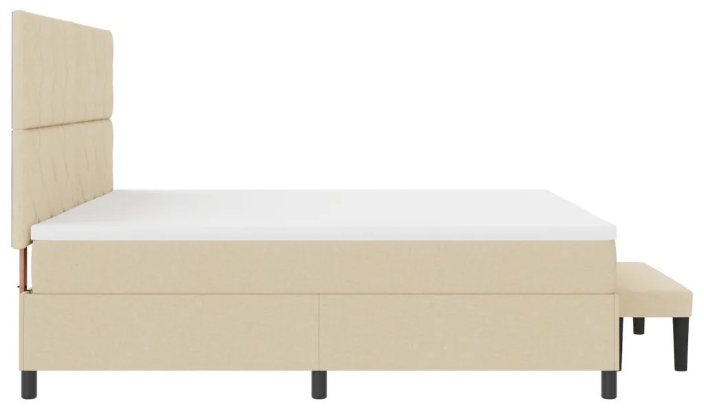 Box Spring ágy matraccal és paddal, krém 200x200 cm szövet