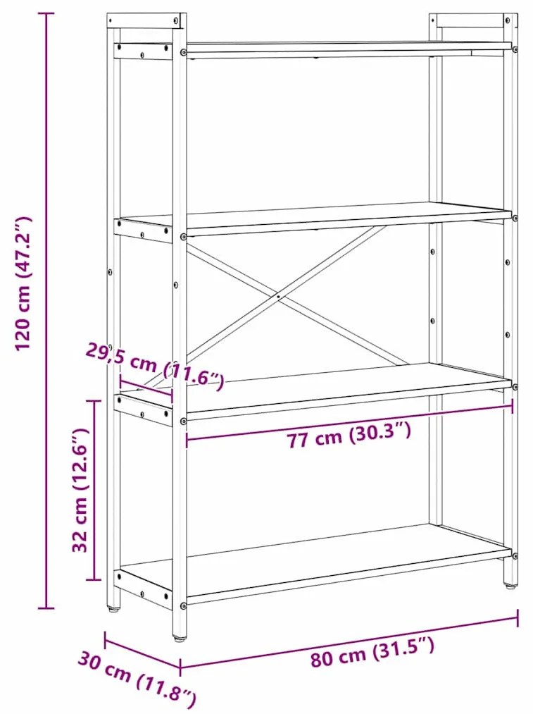 Könyvszekrény Musta tammi 80 x 30 x 118 cm Faanyag