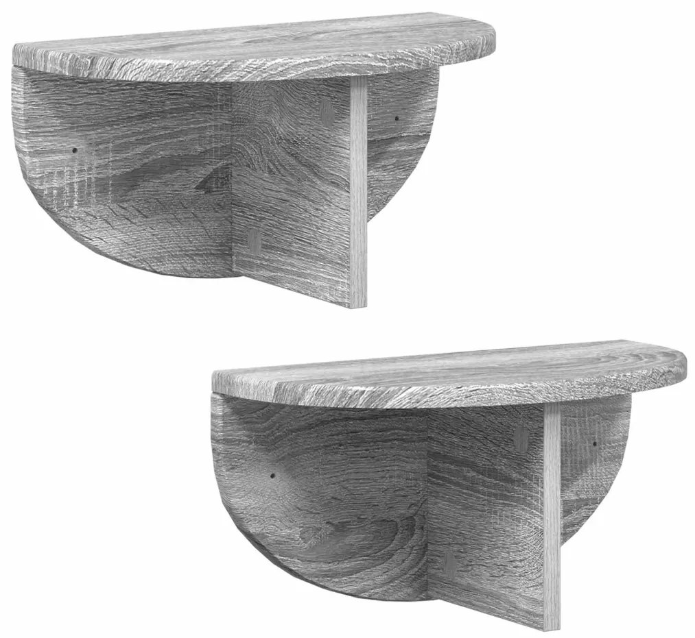 Falpolc 2 pcs Szürke Sonoma 38 x 19 x 19 cm Faanyag