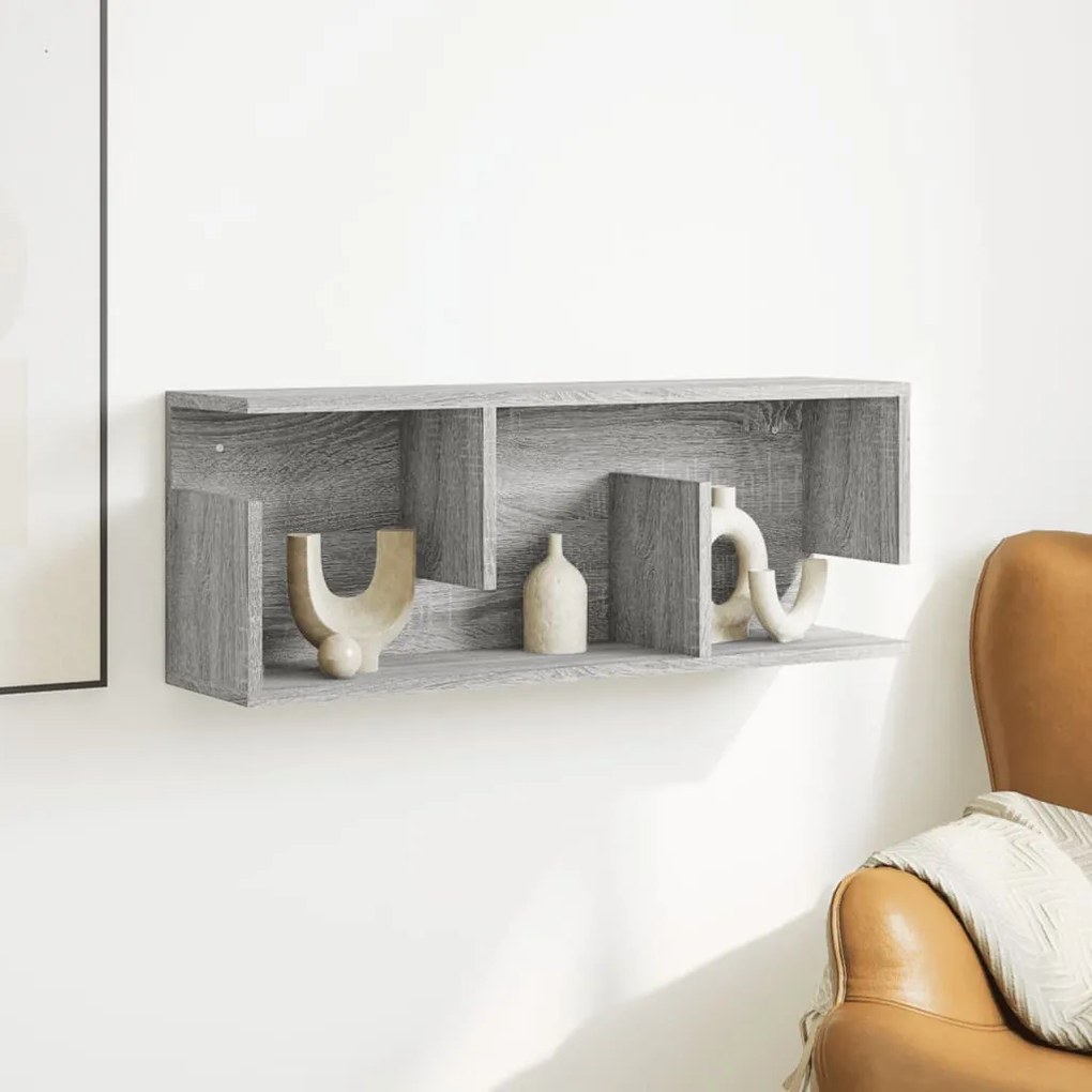 szürke sonoma színű szerelt fa faliszekrény 80 x 20 x 30 cm