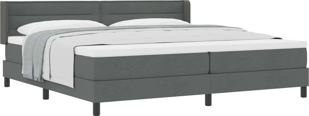 vidaXL Boxrugós ágy matracmal Sötétszürke 200 x 200 cm Poliészter
