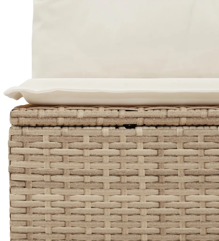 14 Darabos Kerti Kanapészett Párnákkal Bézs Polyrattan Akác, 4 Darabos Kerti Étkezős Szett Párnákkal Bézs Polyrattan Akác