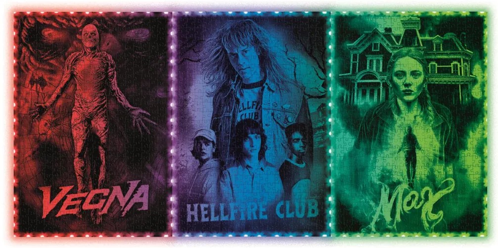 Stranger Things Vecna&#039;s Curse 520 db-os puzzle LED-es keretben Clementoni