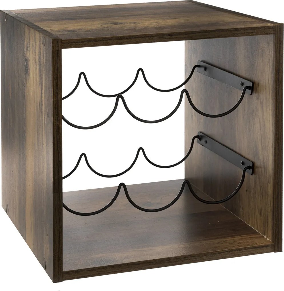 Bortartó Állvány fa 6 palack Loft 31 x 31 cm