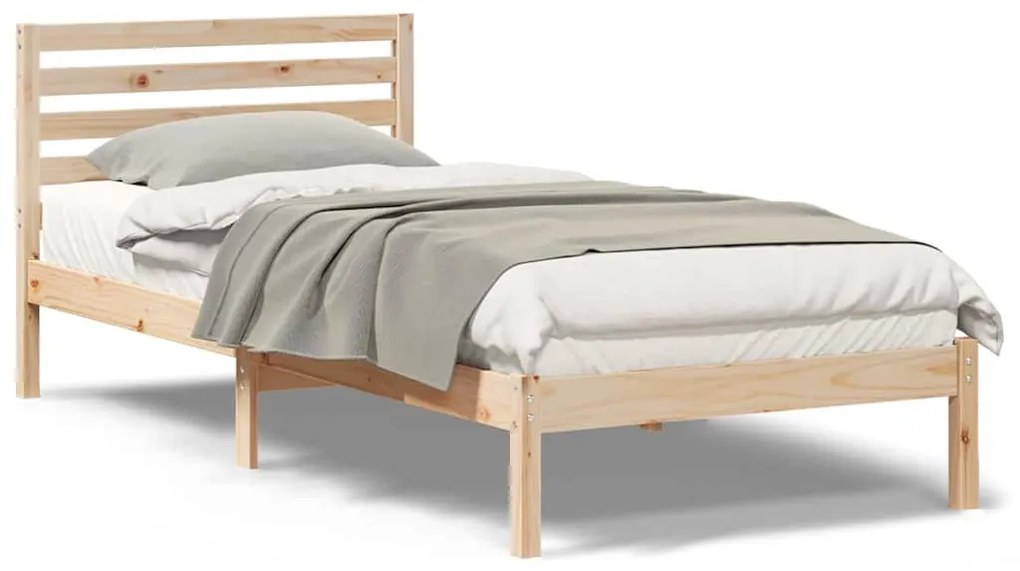 Ágykeret fejtámlával Barna 90 x 210 cm Tömör fenyőfa