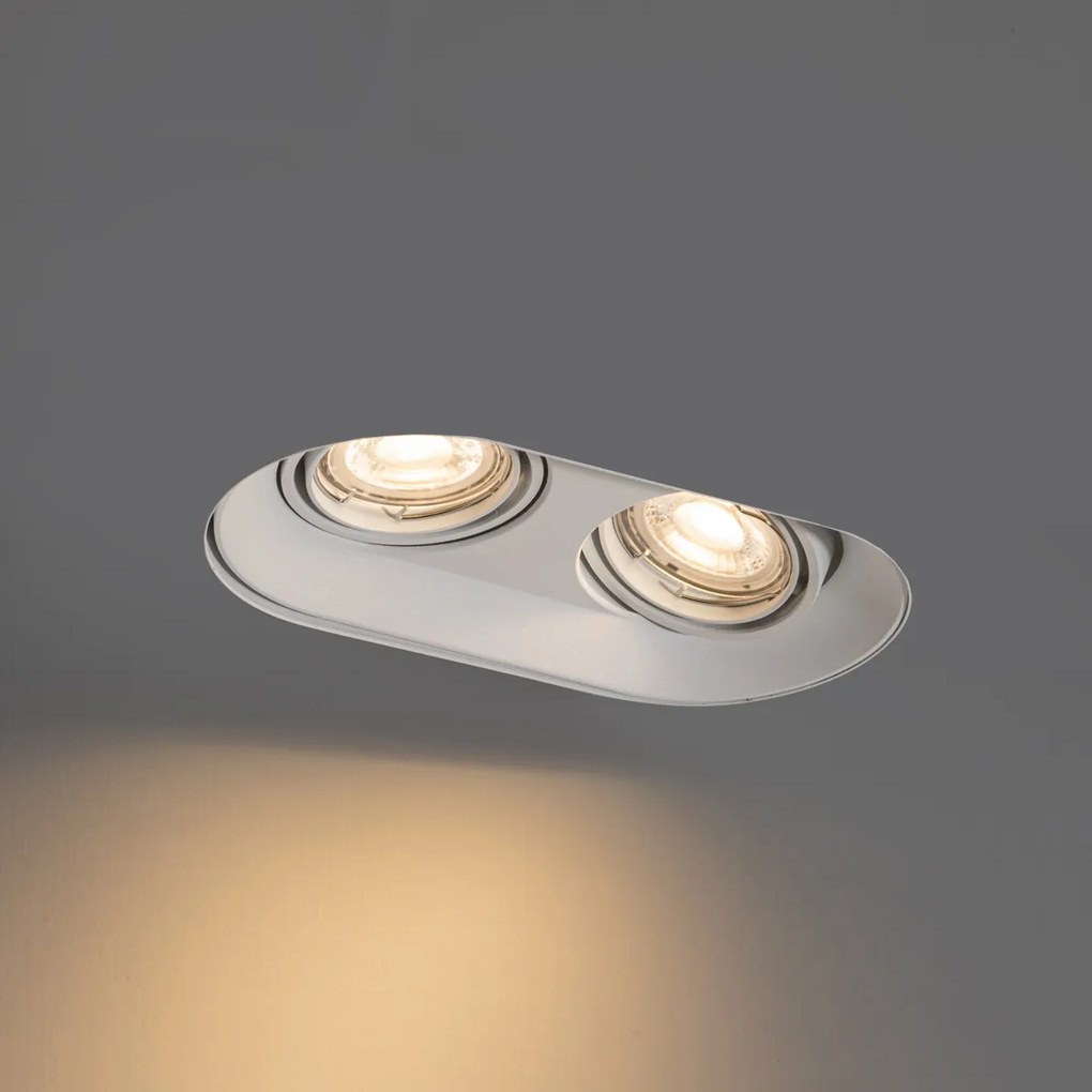 6 darabos lekerekített fehér beépíthető spotlámpa szett GU10 50mm dupla fényforrású - Hubs