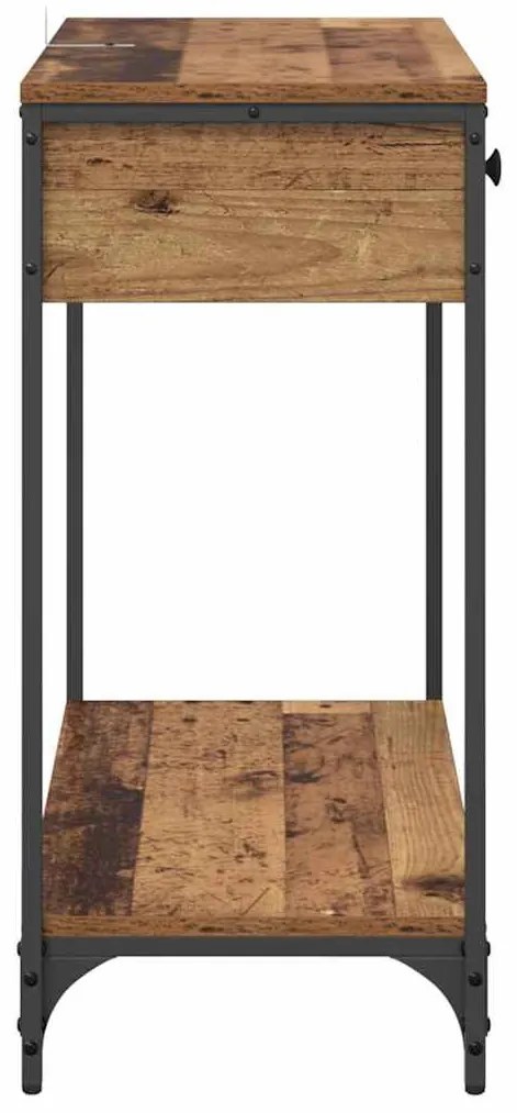vidaXL Konzolasztal fiókkal Öreg fa 75 x 34,5 x 75 cm Faanyag