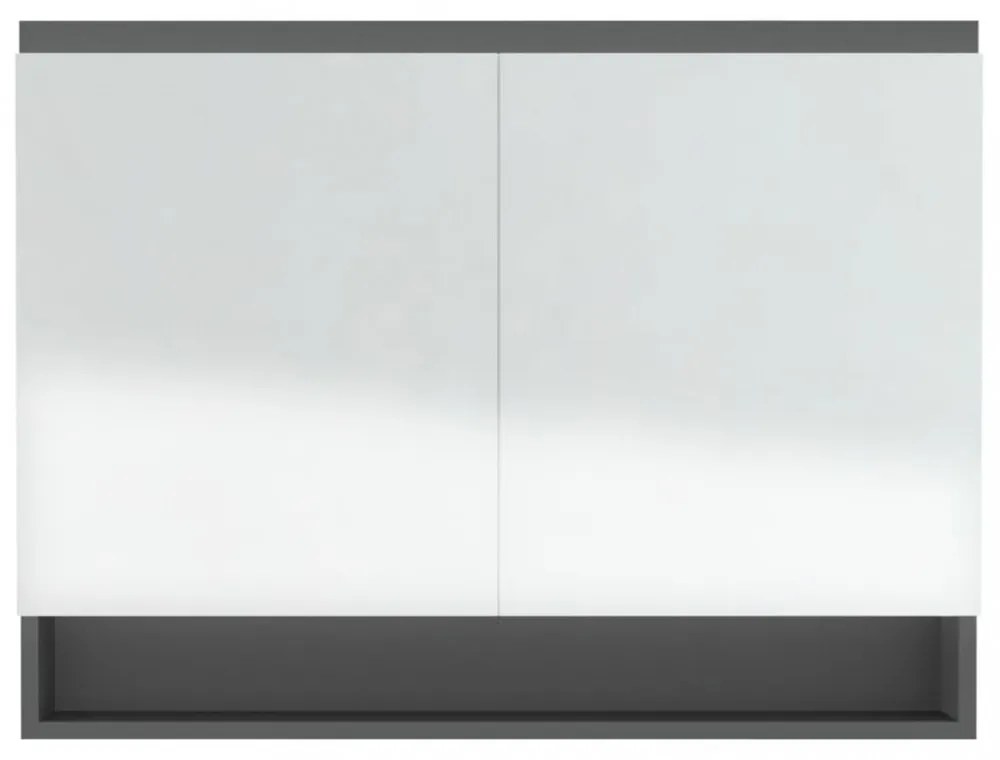 szürke MDF tükrös fürdőszobaszekrény 80 x 15 x 60 cm