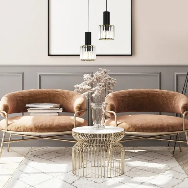 Csillár zsinóron CRISTAL 1xE27/60W/230V fekete