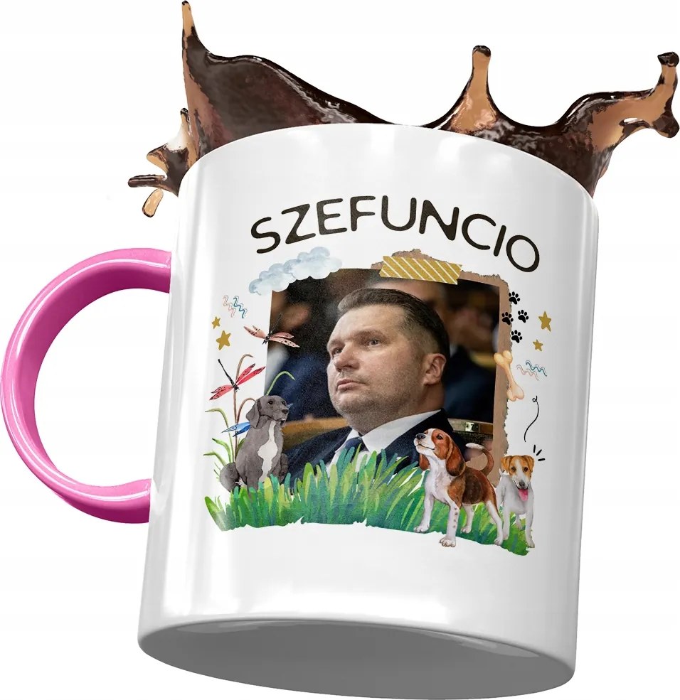 Bögre Rózsaszín Fekete Pis Ajándék Nyomtatott Fotóval