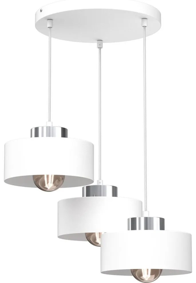 Csillár zsinóron MARTI 3xE27/15W/230V fehér/króm