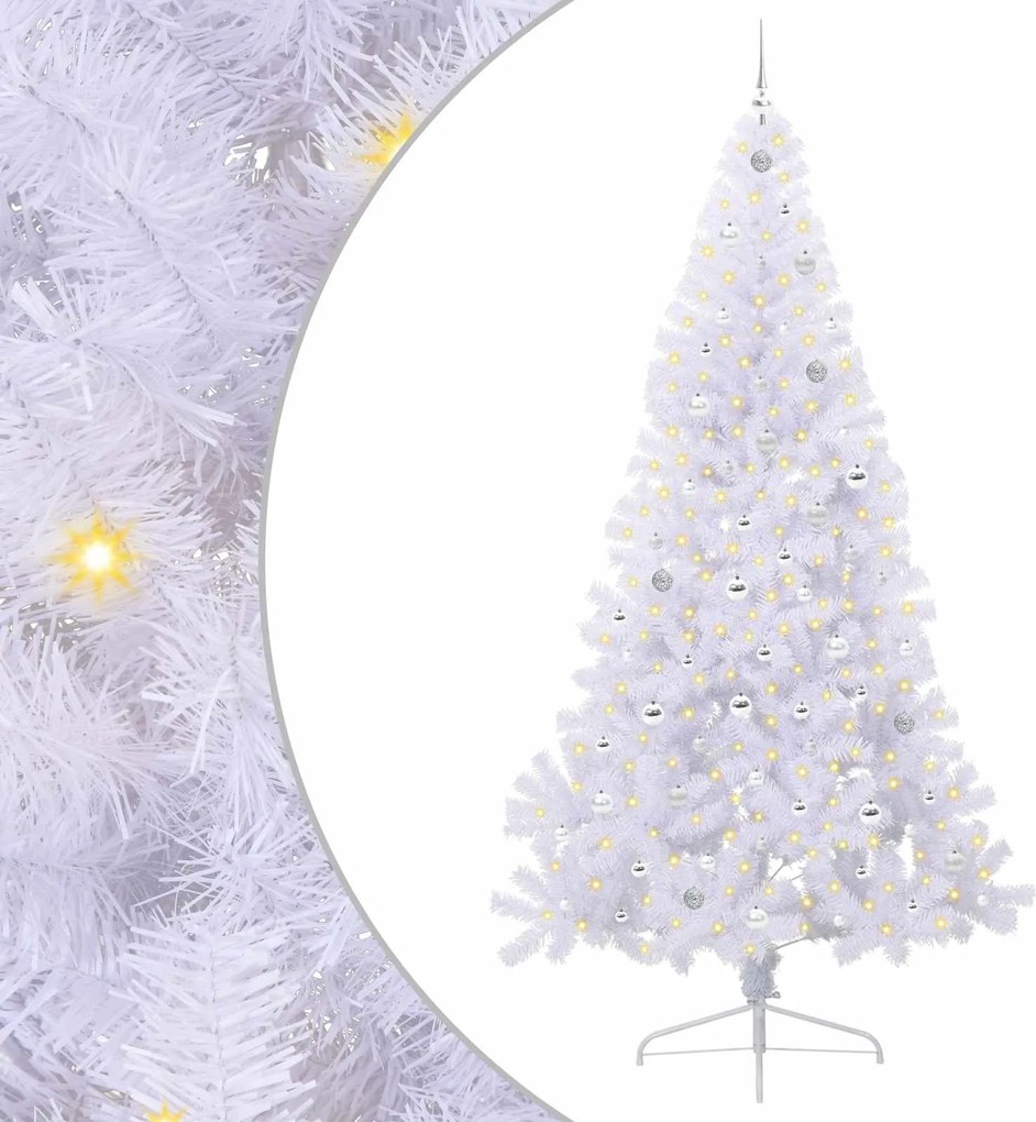 vidaXL Mű karácsonyfa 300 LED-del állvánnyal Fehér 240 cm PVC és Acél