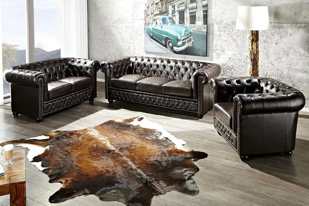 CHESTERFIELD 2 személyes sötét kávészínű kanapé